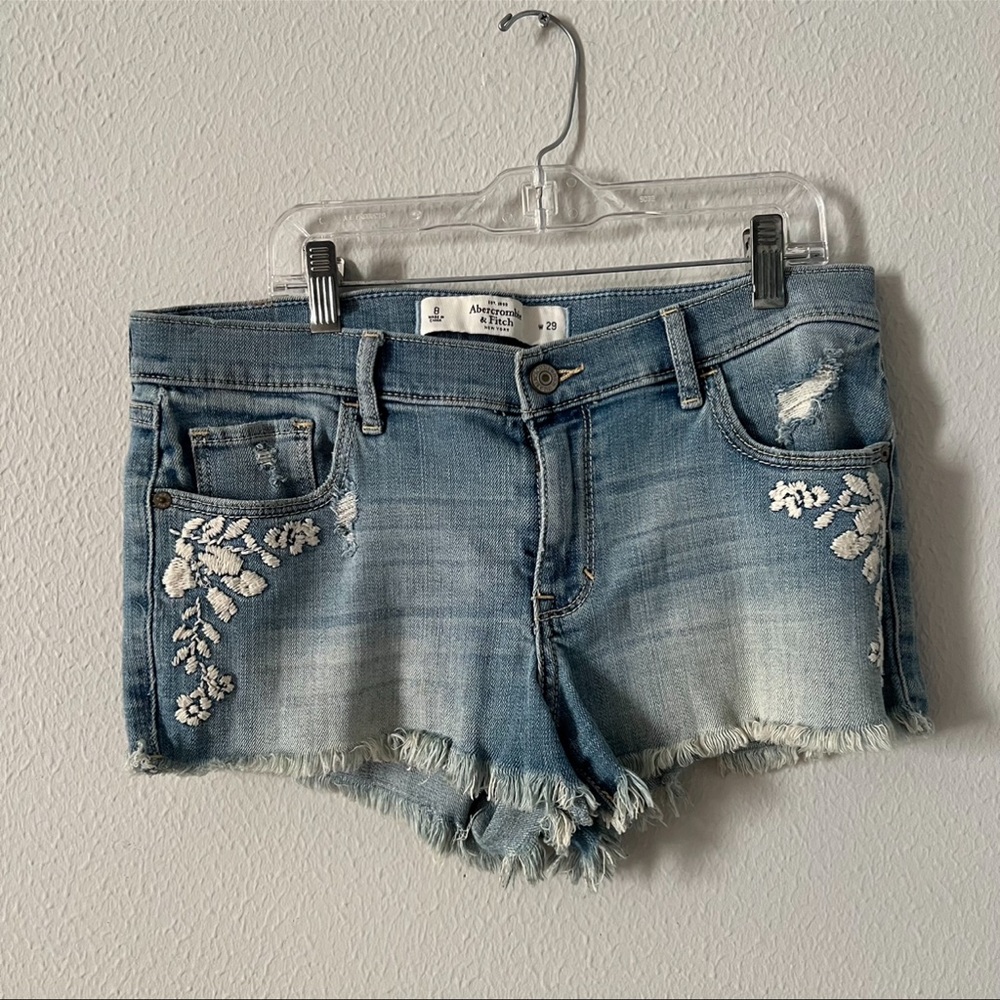abercrombie lace denim shorts
